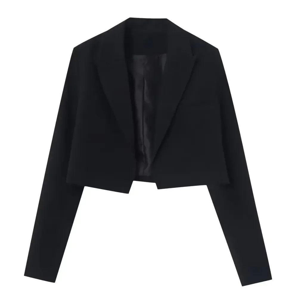 Women's new fashion trend lapel long sleeved short suit jacket