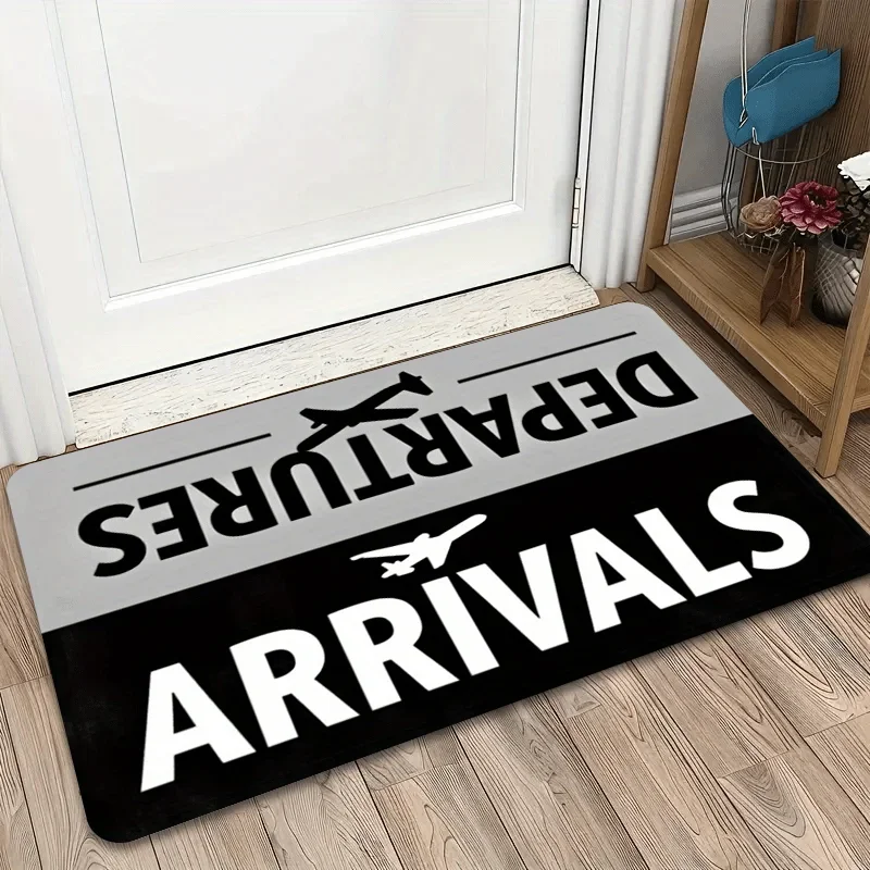 VIKAMA “Airplane Arrival and Departure” Pattern Doormat, Non-Slip, Washable Indoor/Outdoor Entryway Mat, Home Decor