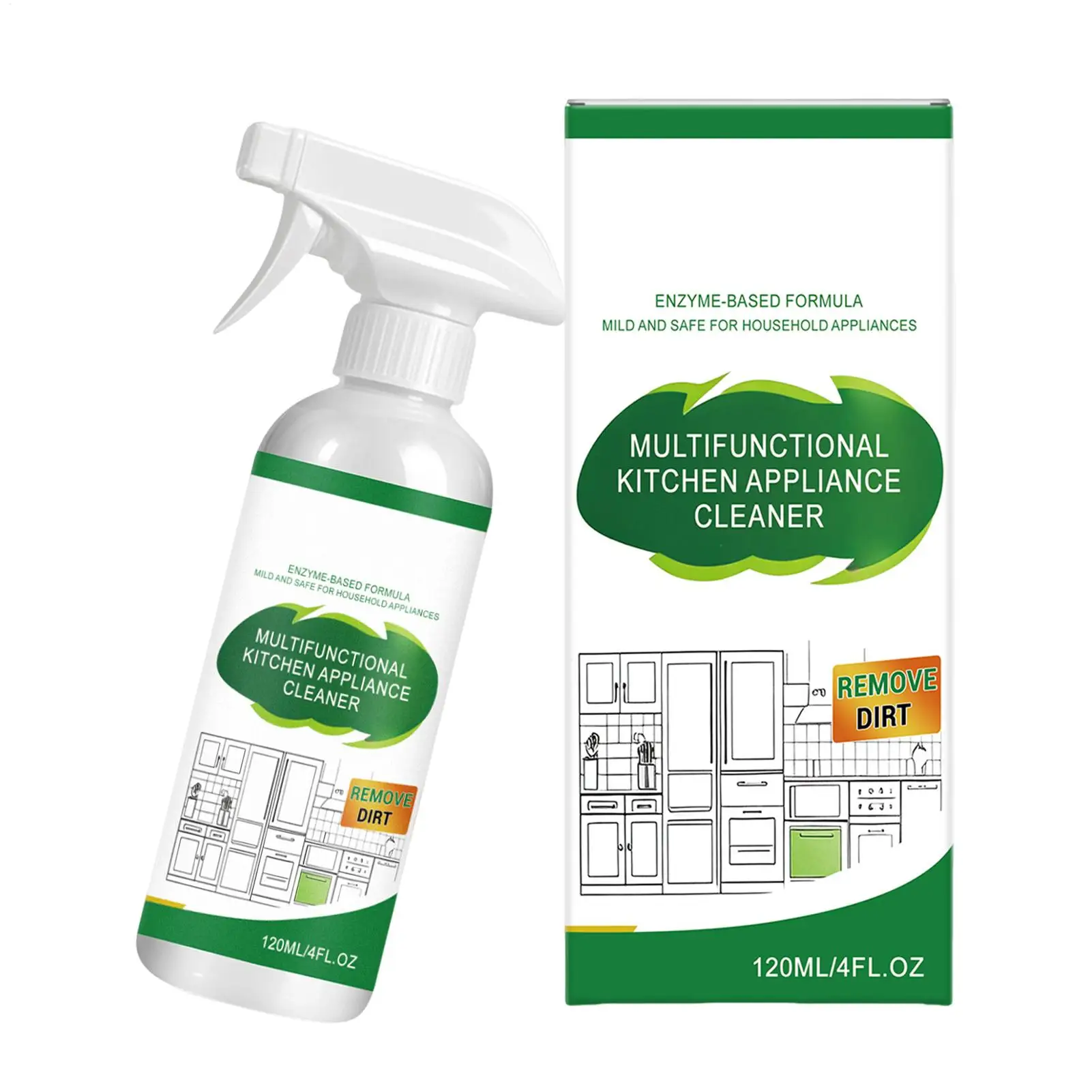 

Мощное универсальное чистящее средство для бытовой техники 120 мл: спрей для холодильников, кухонных плит, духовок и столешниц, удаляющий жир