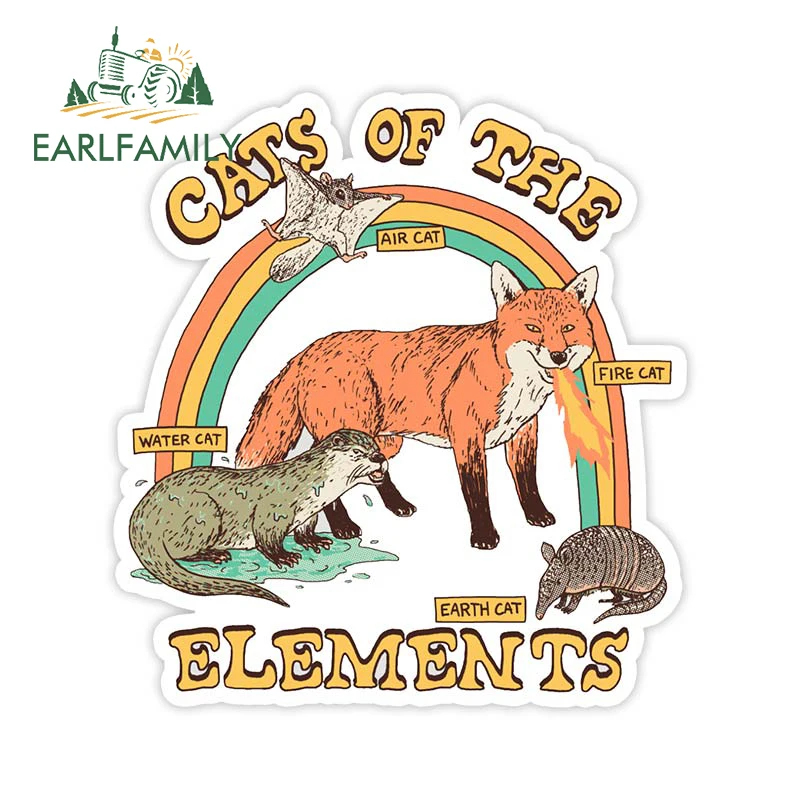 EARLFAMILY 13cm X 12.1cm Funny Cats Of The Elements Car Sticker Window Bumper Laptop Decals Cartoon Car Styling