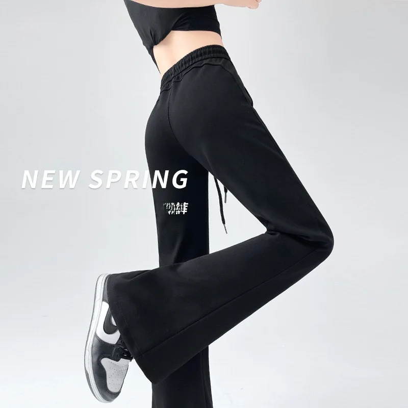 

Американские женские брюки для йоги с высокой талией и расклешенными штанинами, весенне-осенние, облегающие, спортивные, повседневные, длинные, до щиколотки