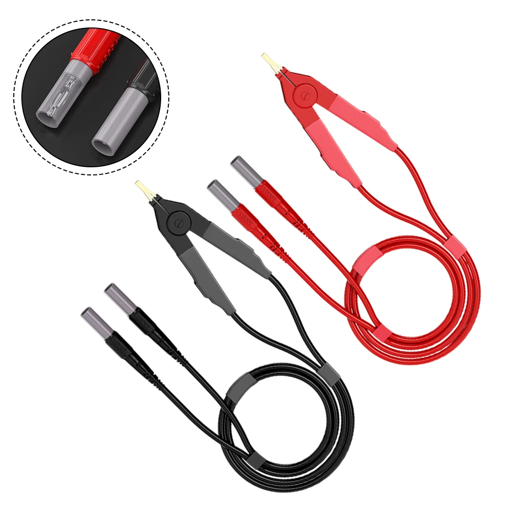 2pcs Test Line For 2/4-wire Measurement With DMM LCR Meter 1.2m/3.94ft Multimeter Pen Line Replacement Power Tools Parts