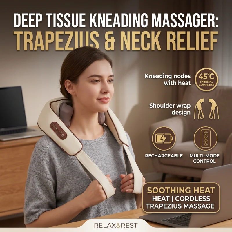 New Trending Massage Product Car and Home Electric Kneading Shiatsu Back Neck Shoulder Massager Hot Compress Vibration Massager