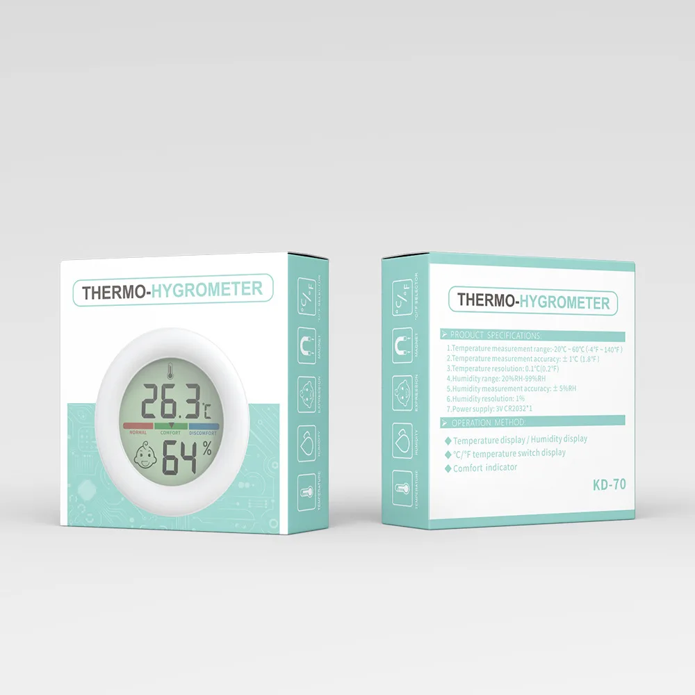 2025 New Round Indoor Thermometer, Factory Direct High Precision Comfort Display, Home Room Temperature Hygrometer with Humidity