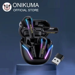 ONIKUMA T27 Dual-mode Wireless Ear Buds with Touch Control 2.4Ghz Low Latency Stereo Gaming Headset with Independent Connection