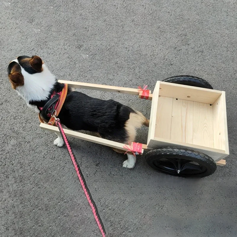 Solid Wood Dog Stroller Puppy Carrier Organizer Cart with Wheels Cars for Dogs Small Dogs Accessories Pet Carry Toys Supplies