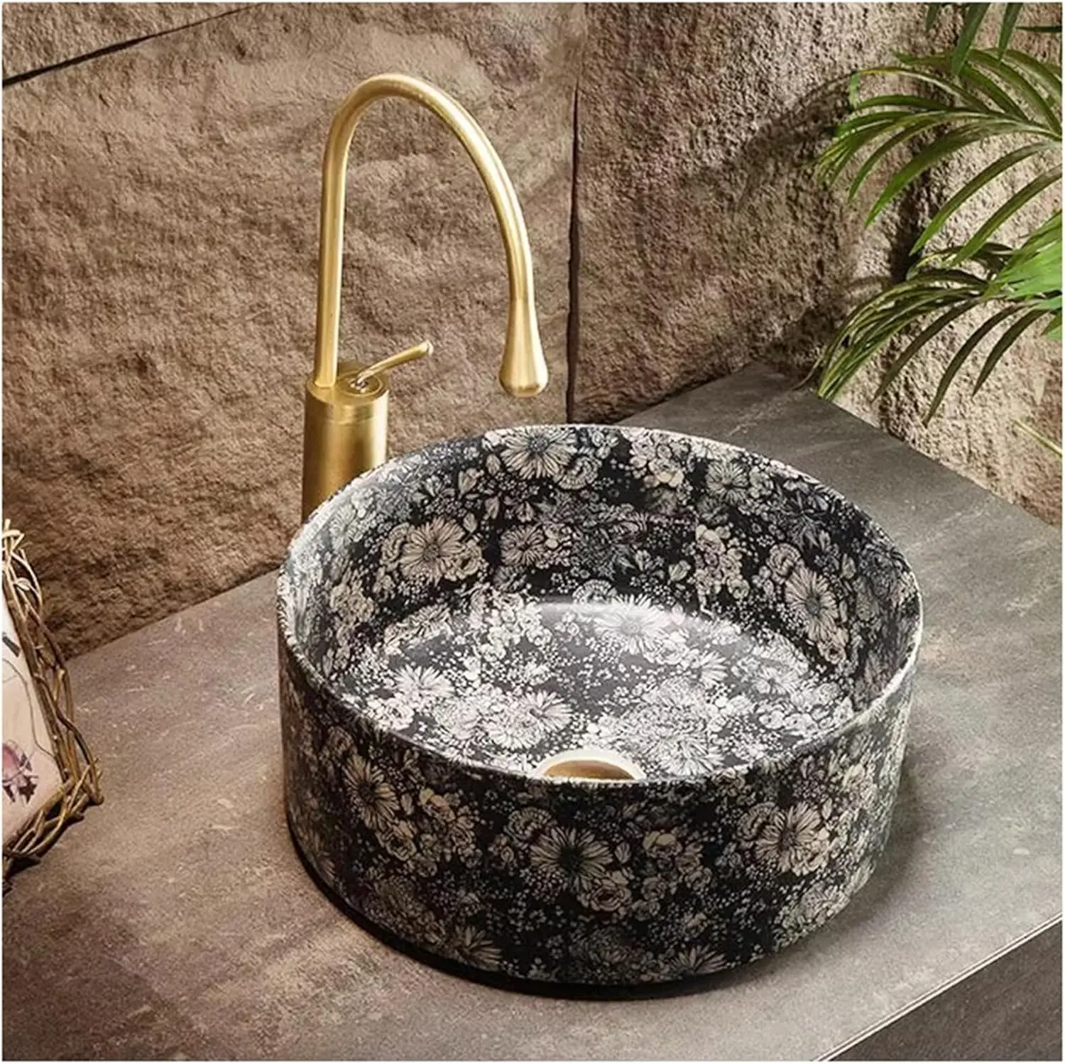 

Раковина для ванной комнаты над столешницей, круглая столешница, раковина для ванной комнаты, керамическая раковина для туалетного столика, ручная роспись, фарфоровая художественная раковина