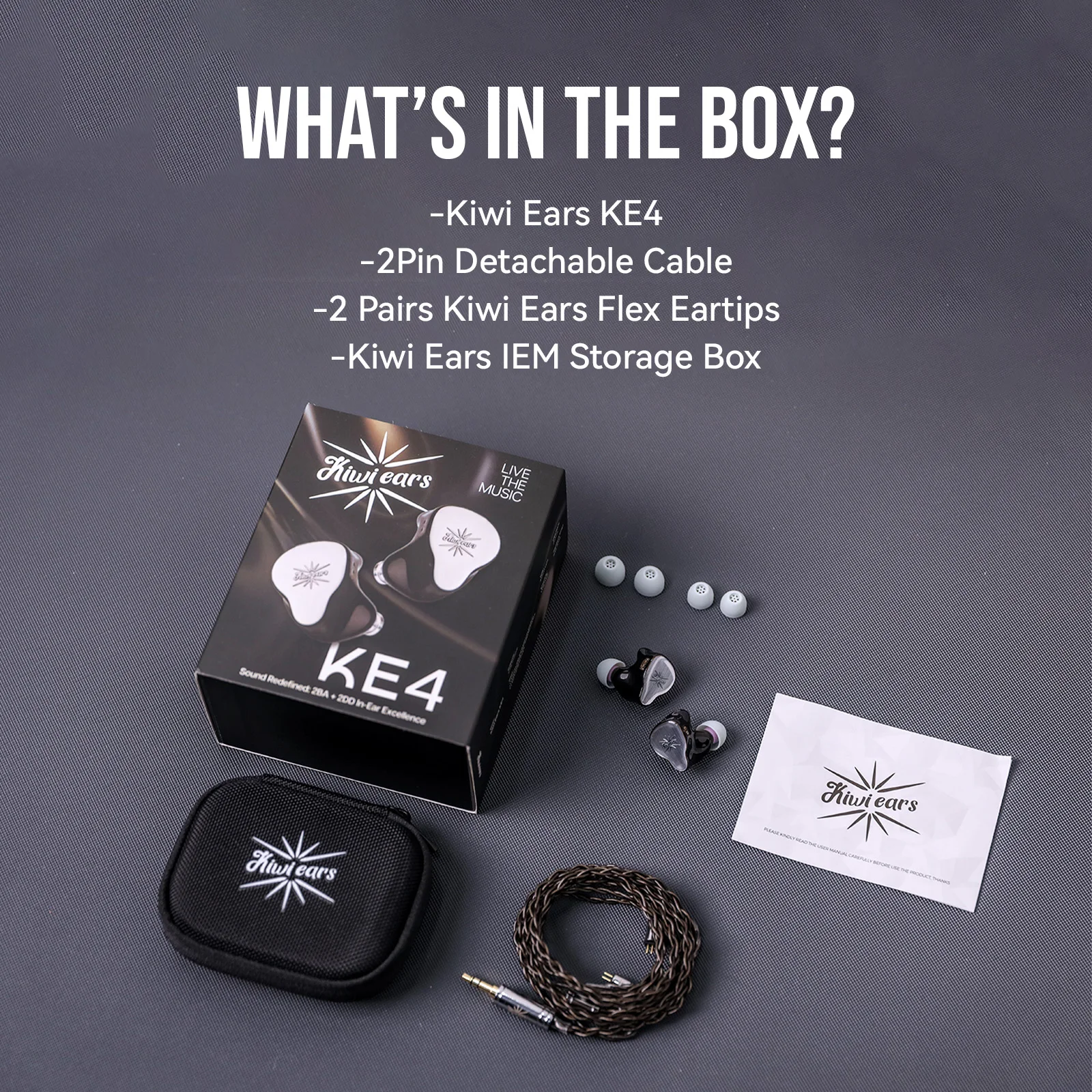 Kiwi ears KE4 4.4ミリ Kiwi Ears KE4 2DD+2BA Hybrid IEM Wired Earphones