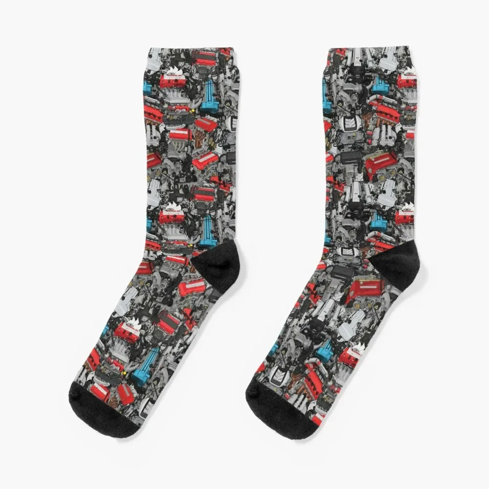 

JDM Engines Pattern / Stickerbomb Socks Lots gym funny gift bright garter Socks For Girls Men's