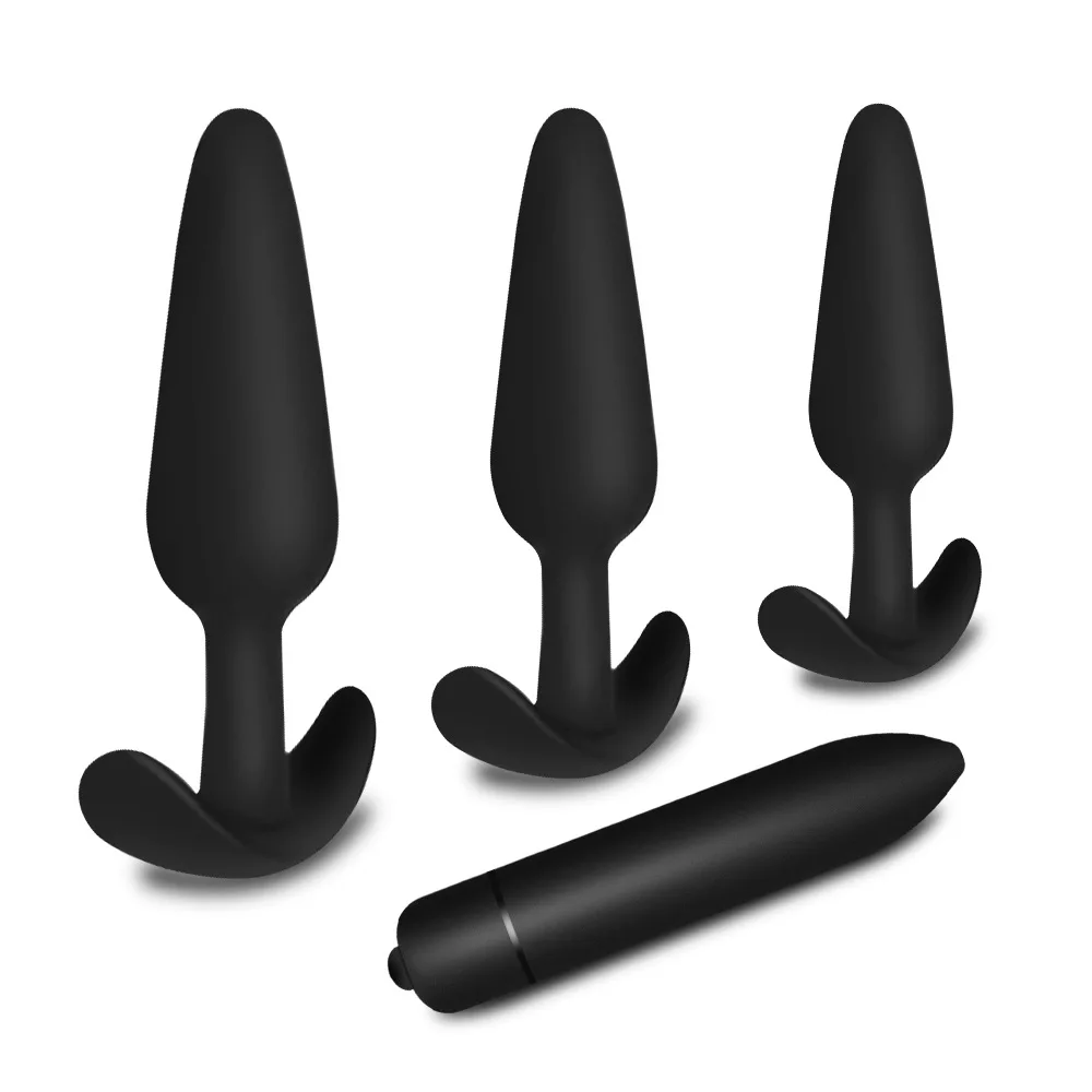 Tappi anali in Silicone sicuro Dildo Buttplug Unisex Sexy Stopper 4 giocattoli adulti di diverse dimensioni per uomini/donne Trainer Massager