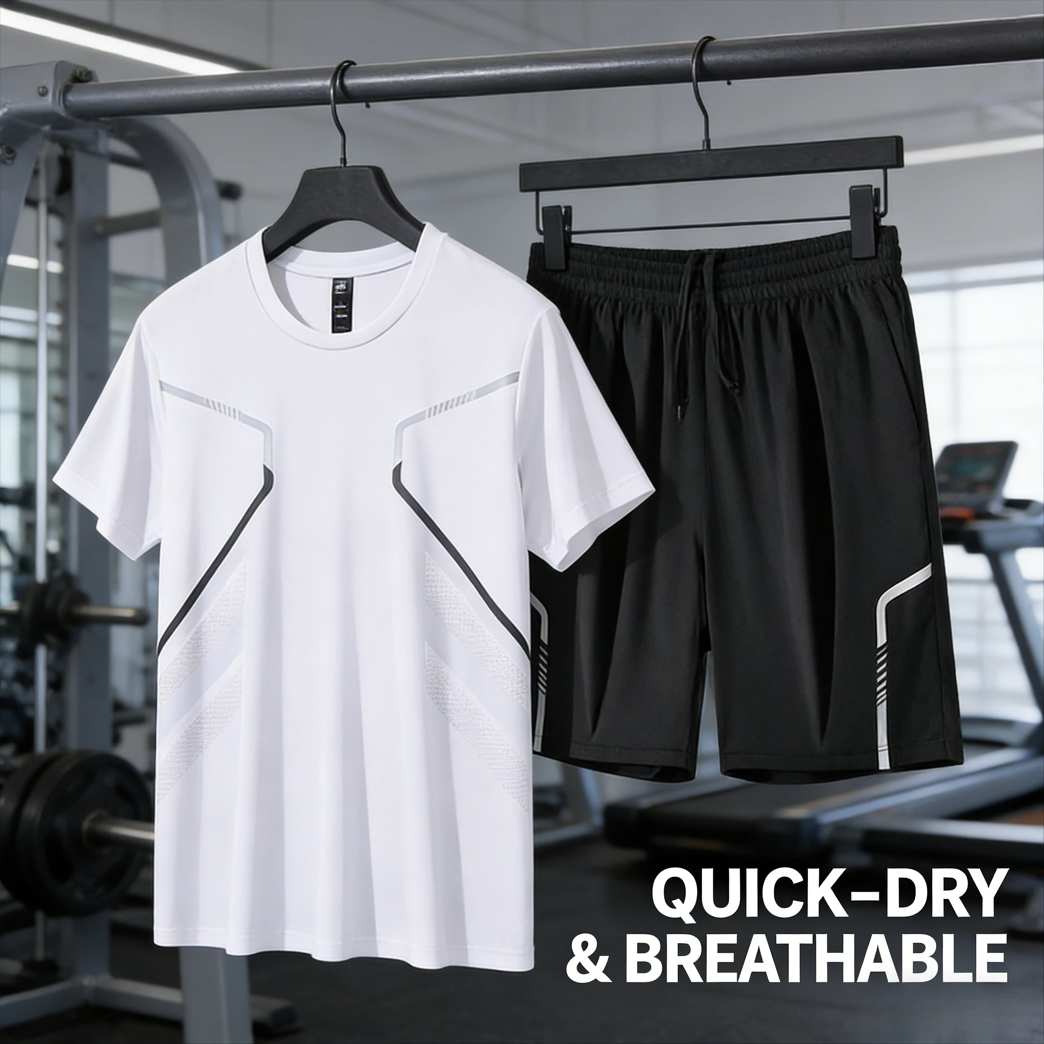 

Мужской спортивный костюм из ледяного шелка, быстросохнущий комплект с шортами и короткими рукавами для бега, баскетбола, бадминтона, фитнеса, тренировок, летний