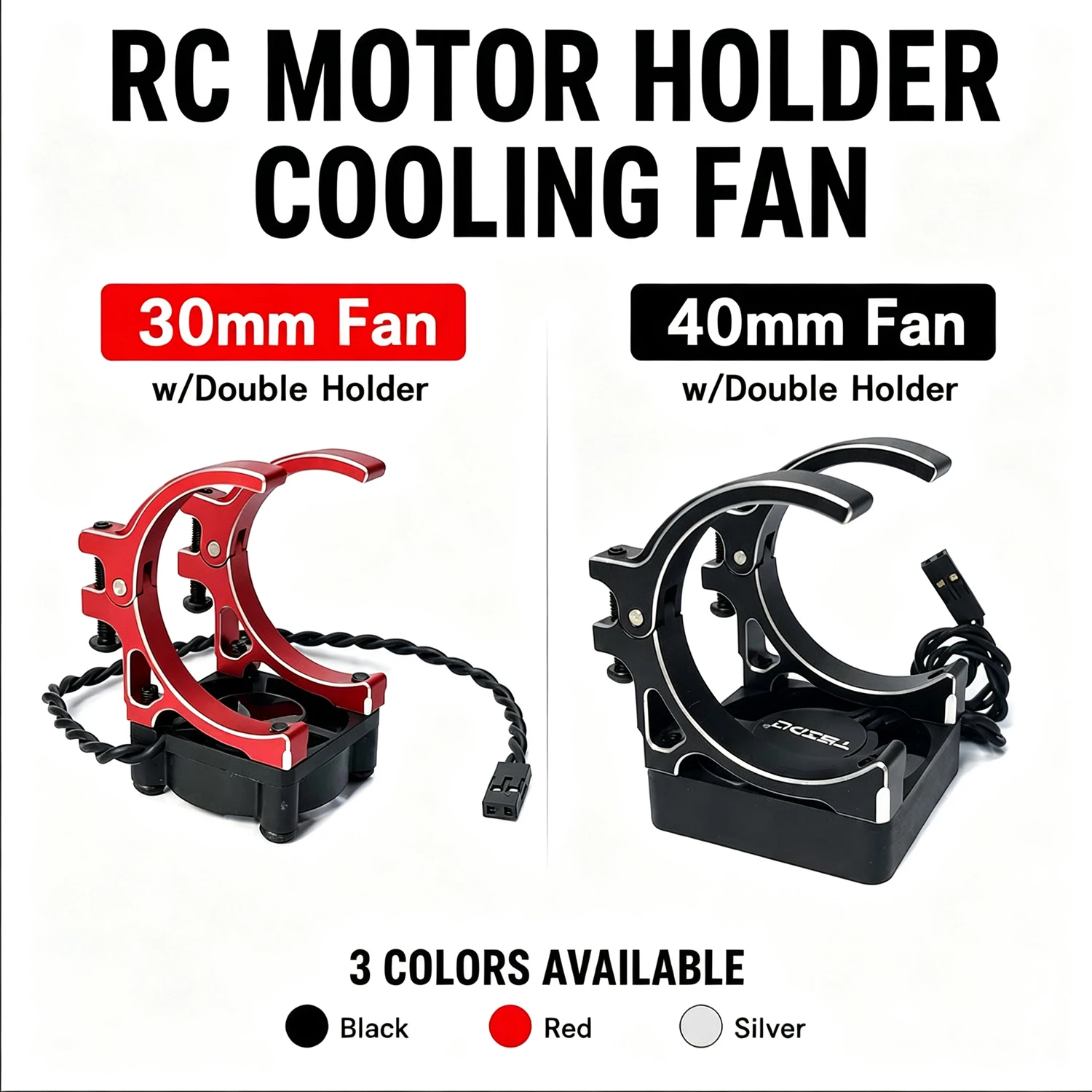 RC Motor Holder Cooling Fan 40mm 30mm Aluminum Holder for 1/10 1/8 RC Car 540 550 3650 3660 4068 4082 4092 4074 4274 4268 Motor