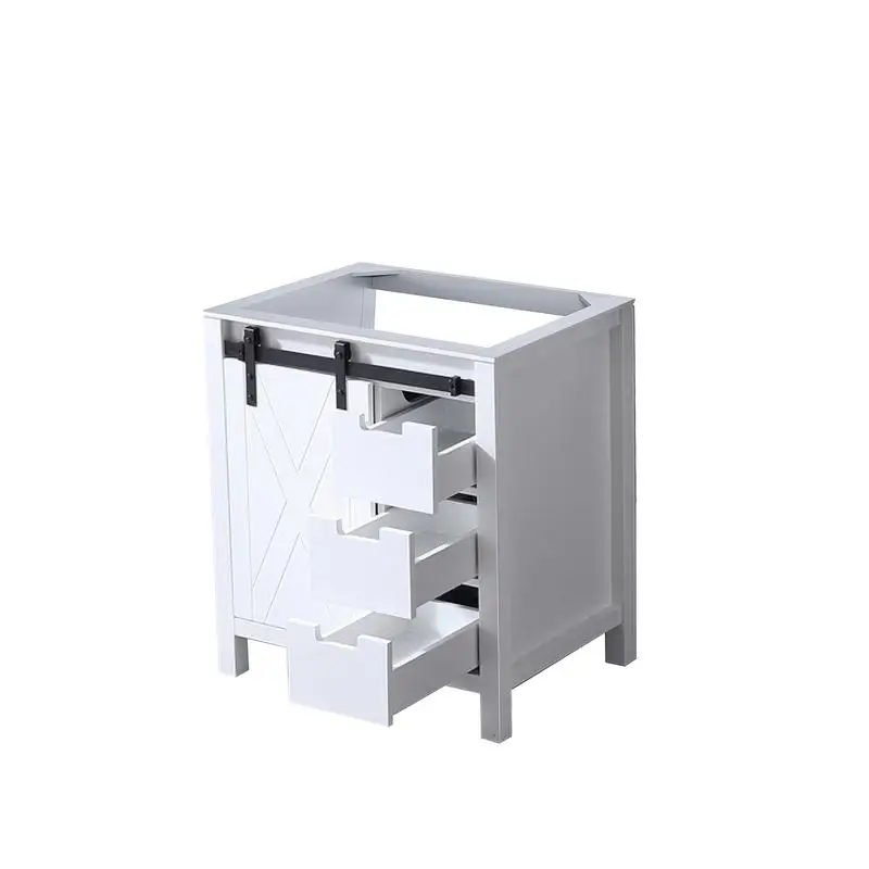 زينة حمام بيضاء مقاس 30 بوصة مع حوض، وعمق 22 بوصة، حل تخزين حديث للحمام #4