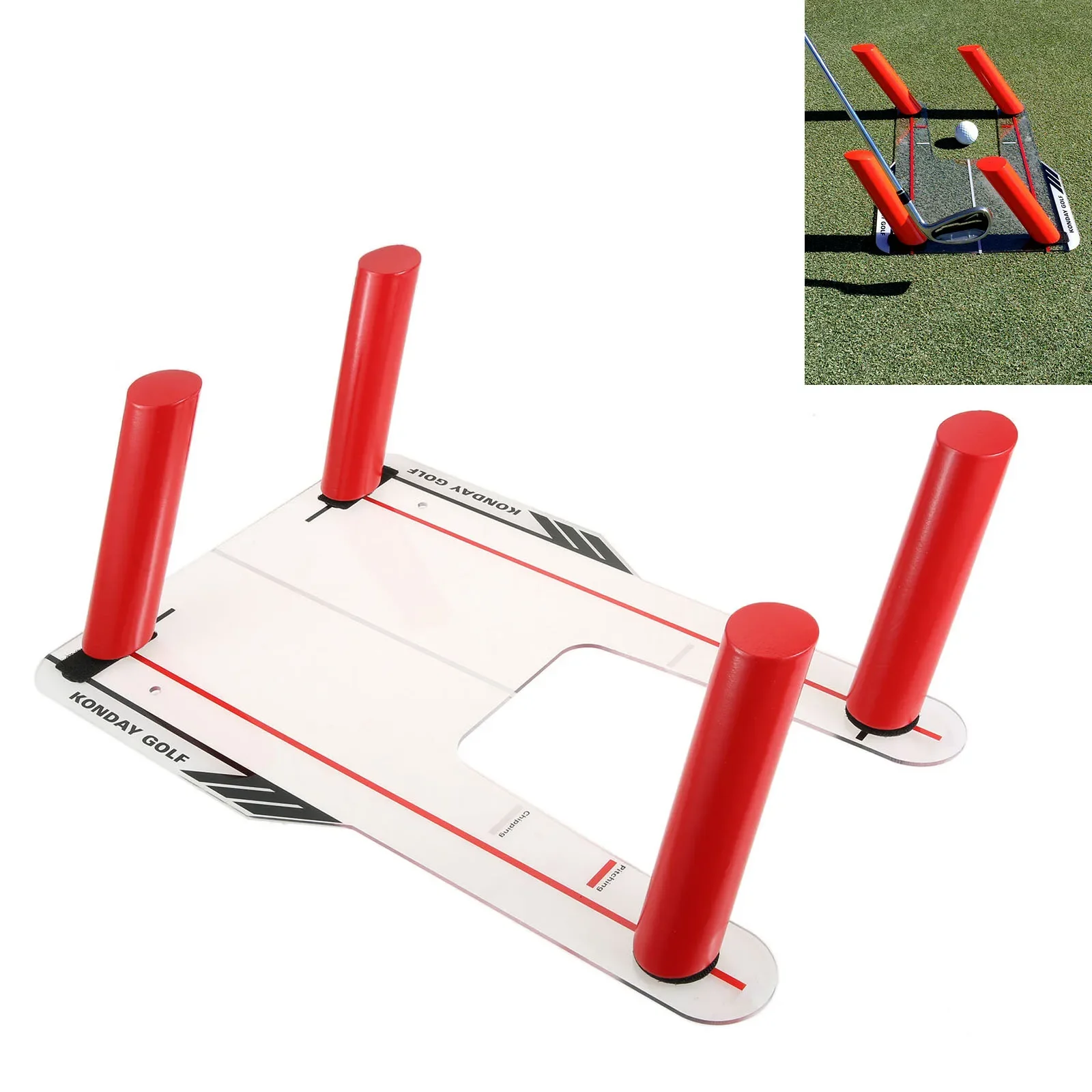 Espejo para practicar Swing de Golf, entrenador de Golf con puntería, 4 varillas de velocidad Rojas, Base de trampa de velocidad