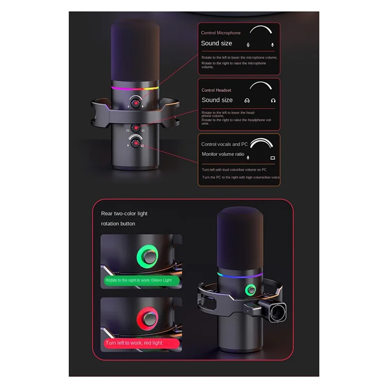 【Superdeals】ميكروفون ديناميكي XLR Connect 48 فولت لتسجيل بطاقة الصوت ومعدات التآكل والغناء USB لعبة كمبيوتر ميكروفون مباشر