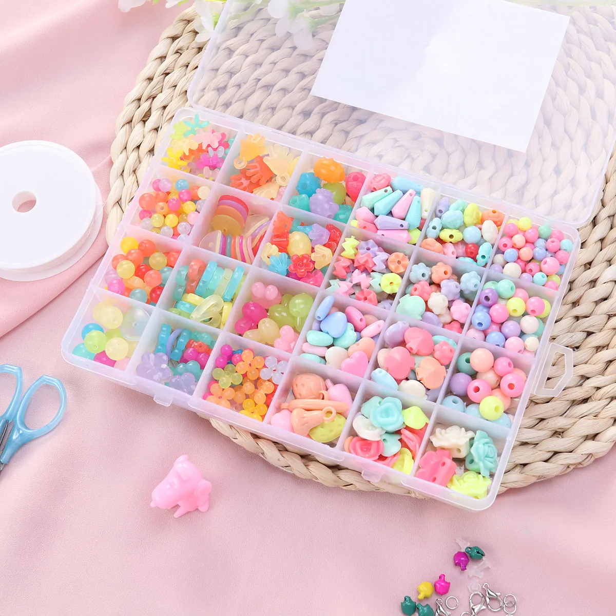 520Pcs DIY Beads Jewelry Making Kit for Girls Handmade Bracelets Necklace Set Early Childhood Education Creativity Development