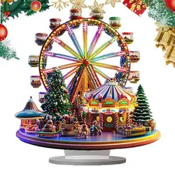 Christmas Ferris Wheel Sign Acrylic Ferris Wheel Shelf Ornaments 2D Desktop Ferris Wheel Decor Christmas Tree Decoration For
