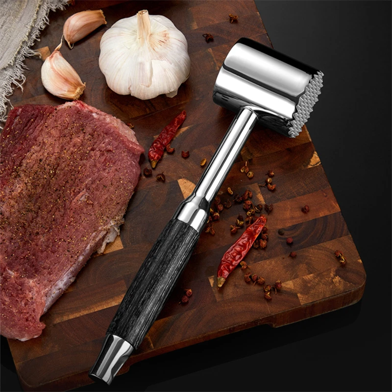 Solid Wood 304 Stainless Steel Loose Meat Hammer kitchen Tools Meat Pounders for Steak Pork Household Cooking Meal Accessories