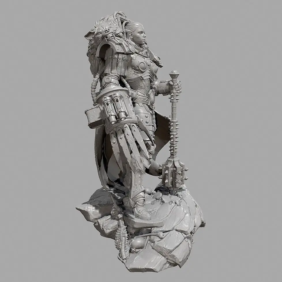 50mm 75mm 90mm Female General Warrior White Model Blank Sculpture DIY Coloring 3D Printed Figurines Miniatures view 4