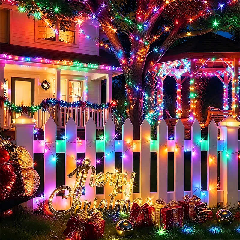 Solar LED Copper Wire String Lights 8 Modes Waterproof Outdoor Christmas Lights for Garden Party Yard Decor