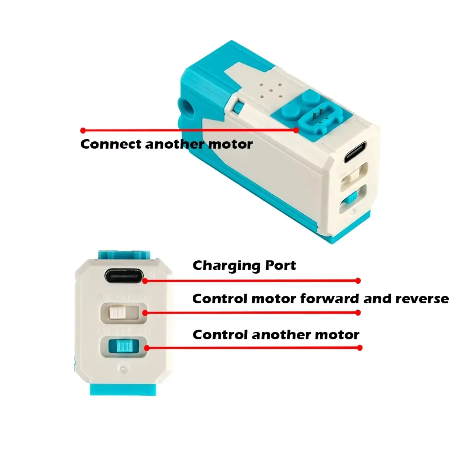 Rechargeable MOC Motor for Railway Trains and Robots - Blue/White Lithium Battery Built-in - High Performance for Hobbyists