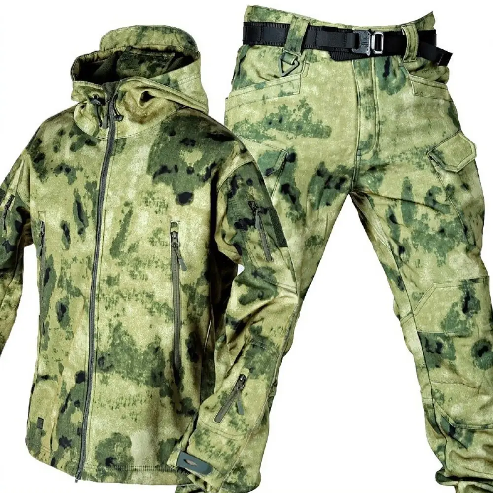 Thermal Softshell Jacket Pants Set Outdoor Tactical Camo Winter Warm Waterproof Hiking Camping Sport Apparel