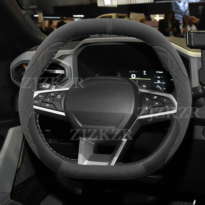 For Dacia Duster 2024 2025 2026 Suede Car Steering Wheel Cover Anti Slip Sweat Absorbing Special Interior Autocar Accessories