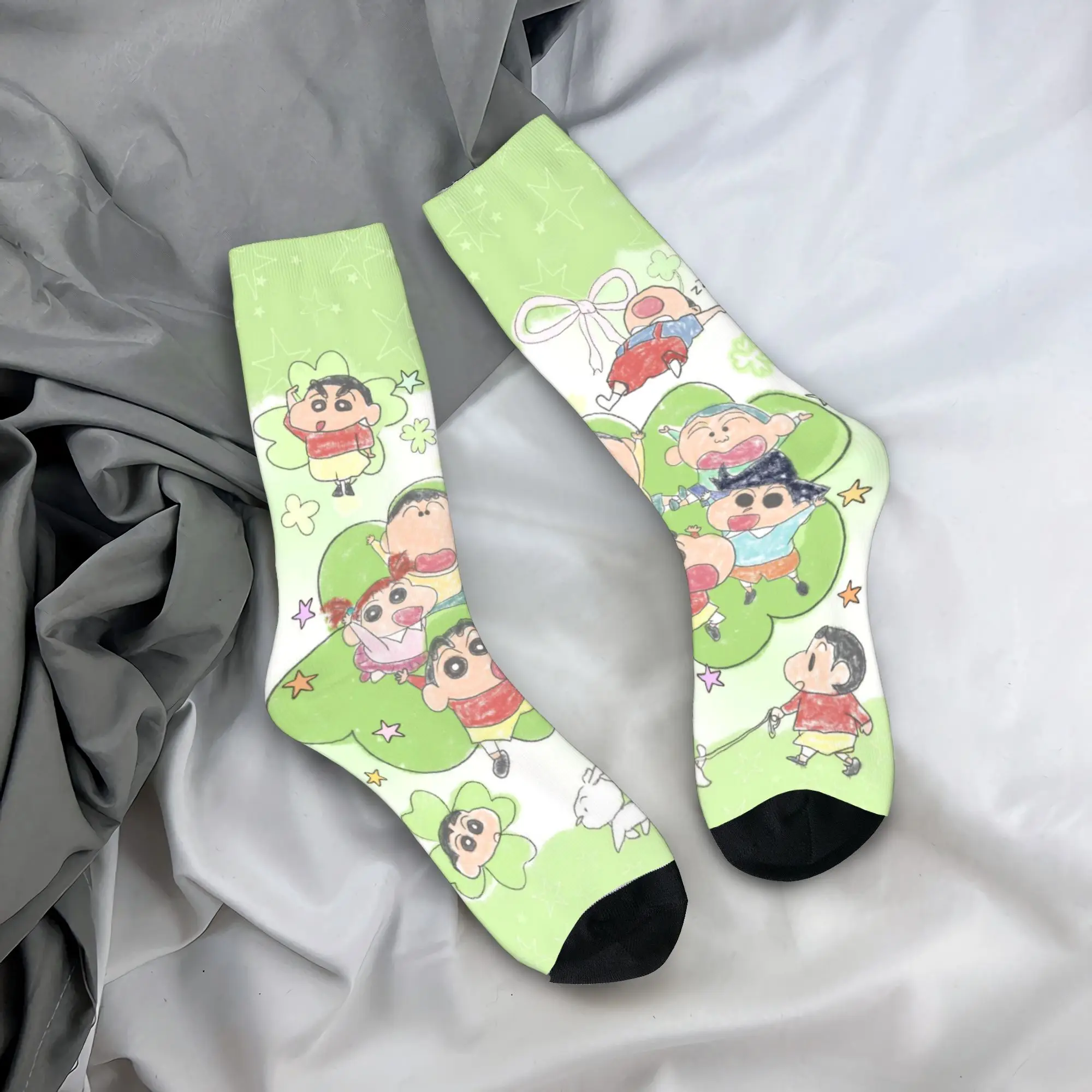 Happy Funny Male Men Socks Novelty Cartoon Crayons Shin-chans Sock Polyester  Sport Women Socks Spring Summer Autumn Winter