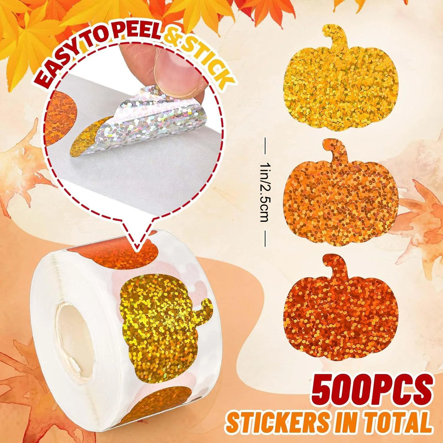 50-500pcs Glittering Pumpkin Sticker Halloween Gift Wrapping Label Scrapbook Stationery Stickers