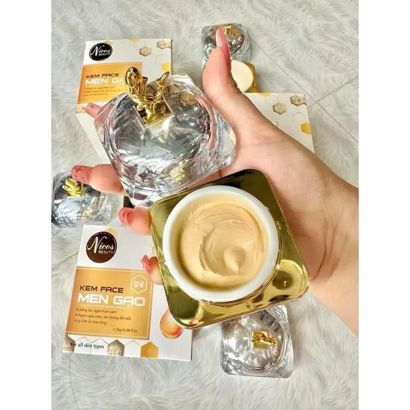Nicos Kem Face Men Gao Rice Whitening Cream Brighten Dull Skin Day Night
