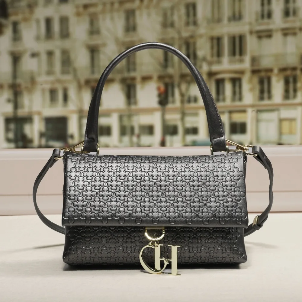 Elegant Vintage Classic Leather Handbag Designer Paris Fashion Large Capacity Messenger For Women