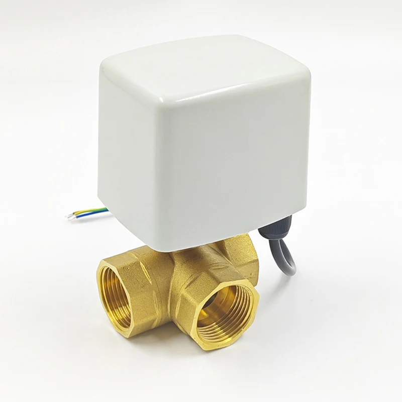 Acarps 3-Wege Motorisiertes Kugelventil 3-Draht 2-Steuerung T/L-Typ 1/2" 3/4" 1" 2" DN15-50 Messing HVAC Elektrisches Kugelventil 220V 24V 12V – Detail 8