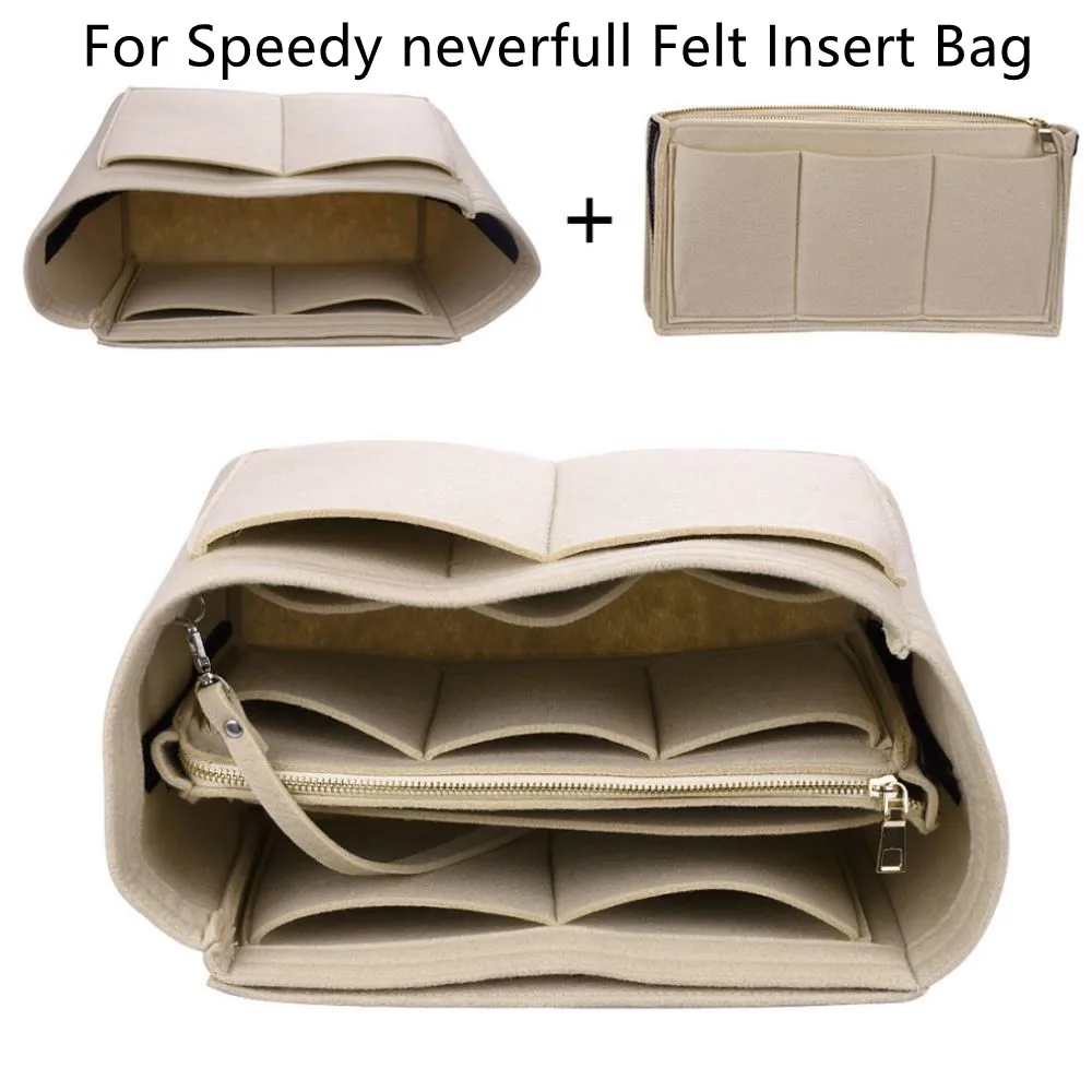 

Брендовый органайзер для макияжа, фетровая сумка-вставка для сумки, дорожная внутренняя сумочка, портативные косметички, подходят для различных брендовых сумок