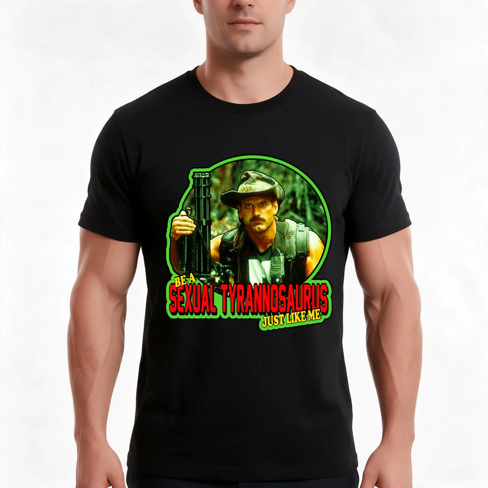 80'S Classic Blain Cooper Sexual Tyrannosaurus Sticker T-Shirt Summer Casual Cotton Tee Oversized Streetwear Tops 100% Cotton
