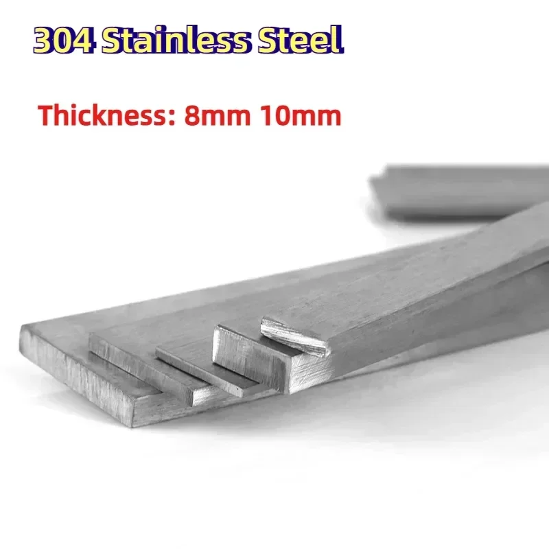 

1Pc Length 100/200/300/500mm 304 Stainless Steel Flat Bar Flat Plate Sheet Thickness 8/10mm Width 10/15/20/25/30/40/50/60/80mm