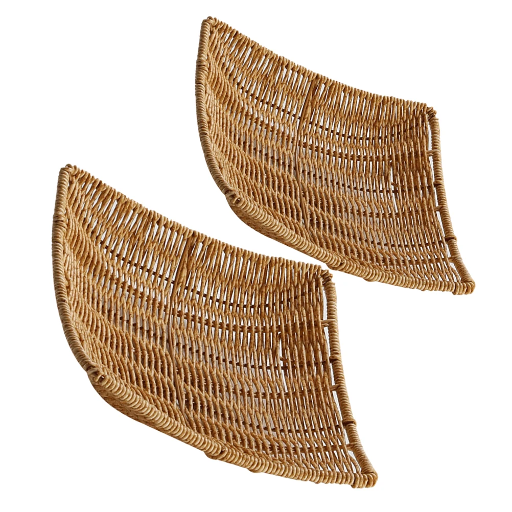 

Imitation Vine Fruit Plate Basket for Kitchen Snack Tray Faux Rattan Baskets Holder Plastic