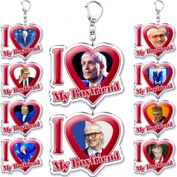 I Love My Boyfriend Singer Joost Klein Key Chain Keychains Eurovision 2024 Europapa Ring for Bag Pendant Keyring Jewelry Gifts