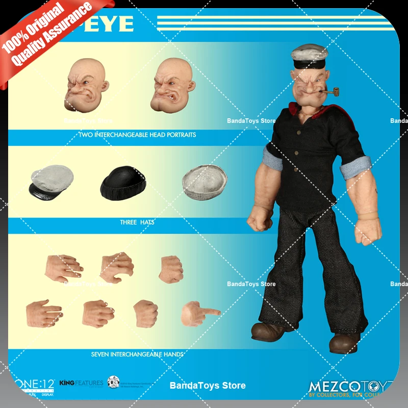 В наличии 100% оригинальные Mezco Toyz Popeye One: 12 Коллективные 14 см аниме-фигурки, модель игрушки