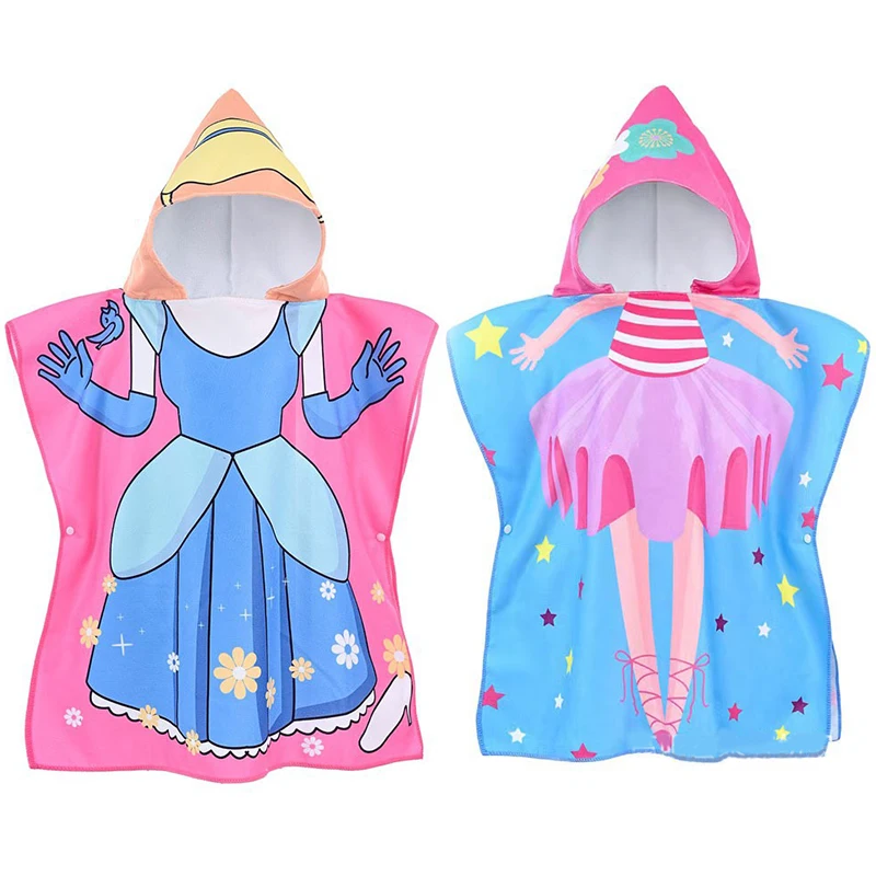 Princess Girl Beach Towel with Hood for 0-8 Years Boy Girl Children Hooded Towel Bath Robe for Kids Pajamas