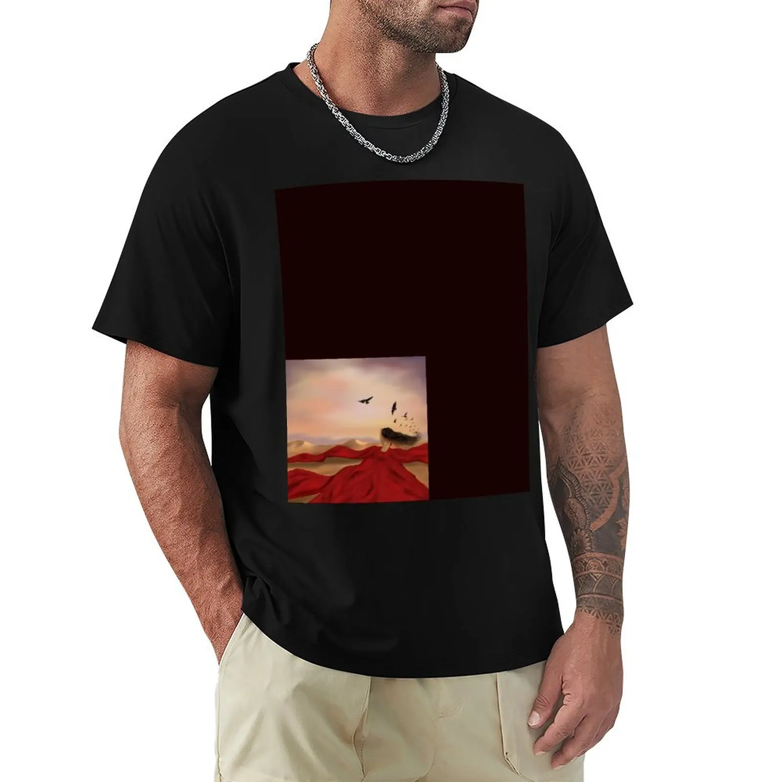 

Girl in red, desert, dramatic T-Shirt tshirts personalised blue lock cotton graphic tees korean fashion t shirts for men pack