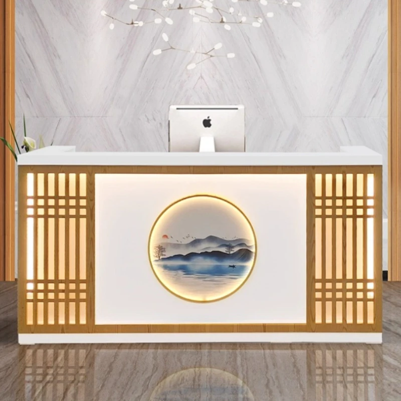 

Новые стойки регистрации в китайском стиле в стиле ретро из массива дерева ресторан Стойки регистрации мода Офисная мебель Zum empfang YS40CC