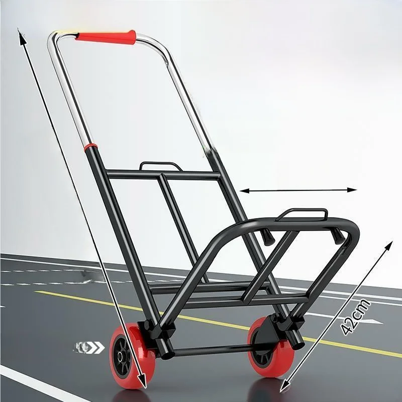 portable-small-shelf-helper-pull-rod-luggage-cart-simple-japanese-style-stainless-steel-folding-shopping-car-for-home-storage