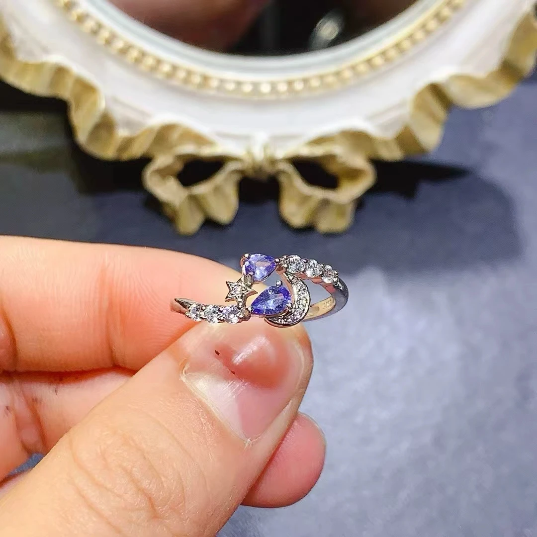 

KJJEAXCMY High quality Natural Tanzanite Ring S925 Silver Inlaid Simple Jewelry Palace Fashion Design Women's Jewelry Gift