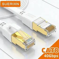 SUERIXN CAT8 Ethernet Cable RJ45 Patch Cord 40Gbps 2000Mhz High Speed Internet Cable for PS5 Laptop Router Cat 8 Network Cable