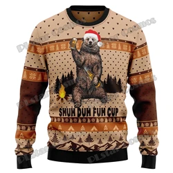 Bear Camping Christmas Graphic 3D Printed Fashion Men's Ugly Christmas Sweater Winter Unisex Casual Knitwear Pullover MYY13