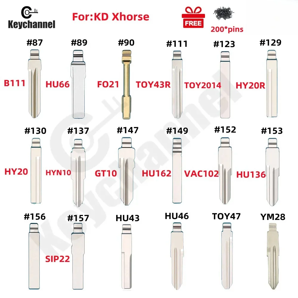 180pcs One Box Car Key Blade Set 10pcs 18 Type KD Remote Blank TOY47 HON66 HU66 KD Blade for Xhorse KD KEYDIY for Toyota Peugeot