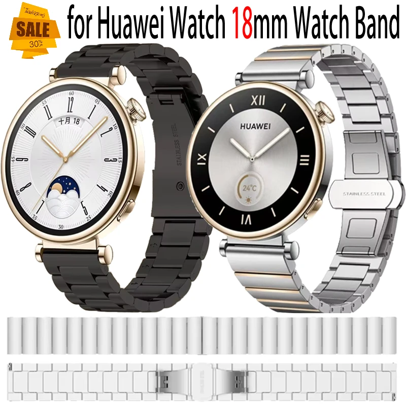 18 مللي متر حزام الفولاذ المقاوم للصدأ لساعة هواوي GT5/GT4 41 مللي متر المعادن النساء الفاخرة معصمه لساعة هواوي GT5 برو 42 مللي متر حزام (استيك) ساعة #1