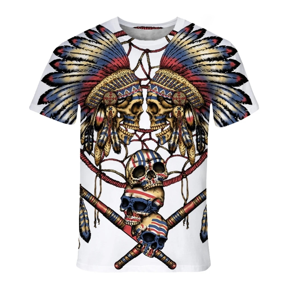 Summer fashion trend 3D printing Indian style printed T-shirt retro pattern short sleeved T-shirt comfortable top