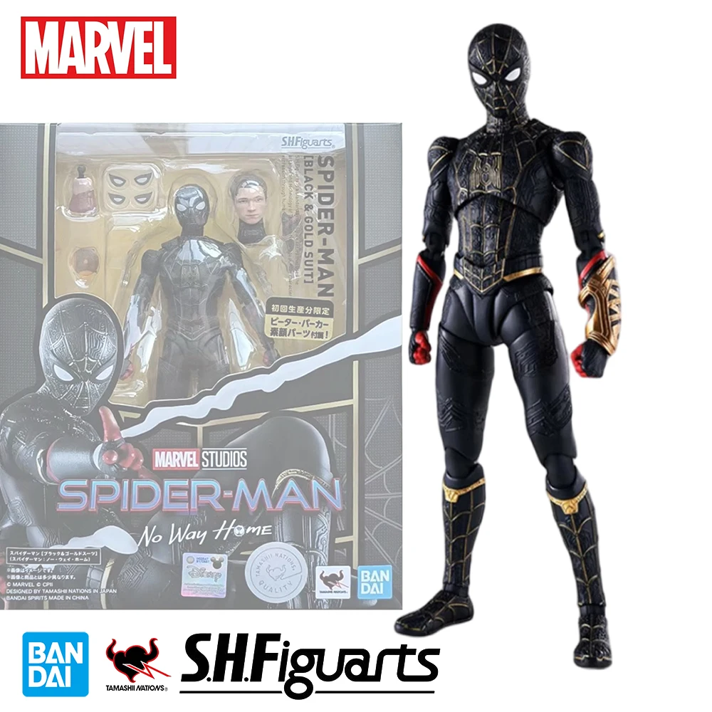 

Bandai Genuine Marvel Spider-Man S.H.Figuarts Spider-Man:No Way Home [Black&Gold Suit] Anime Action Figure Toys Model Toy Gifts