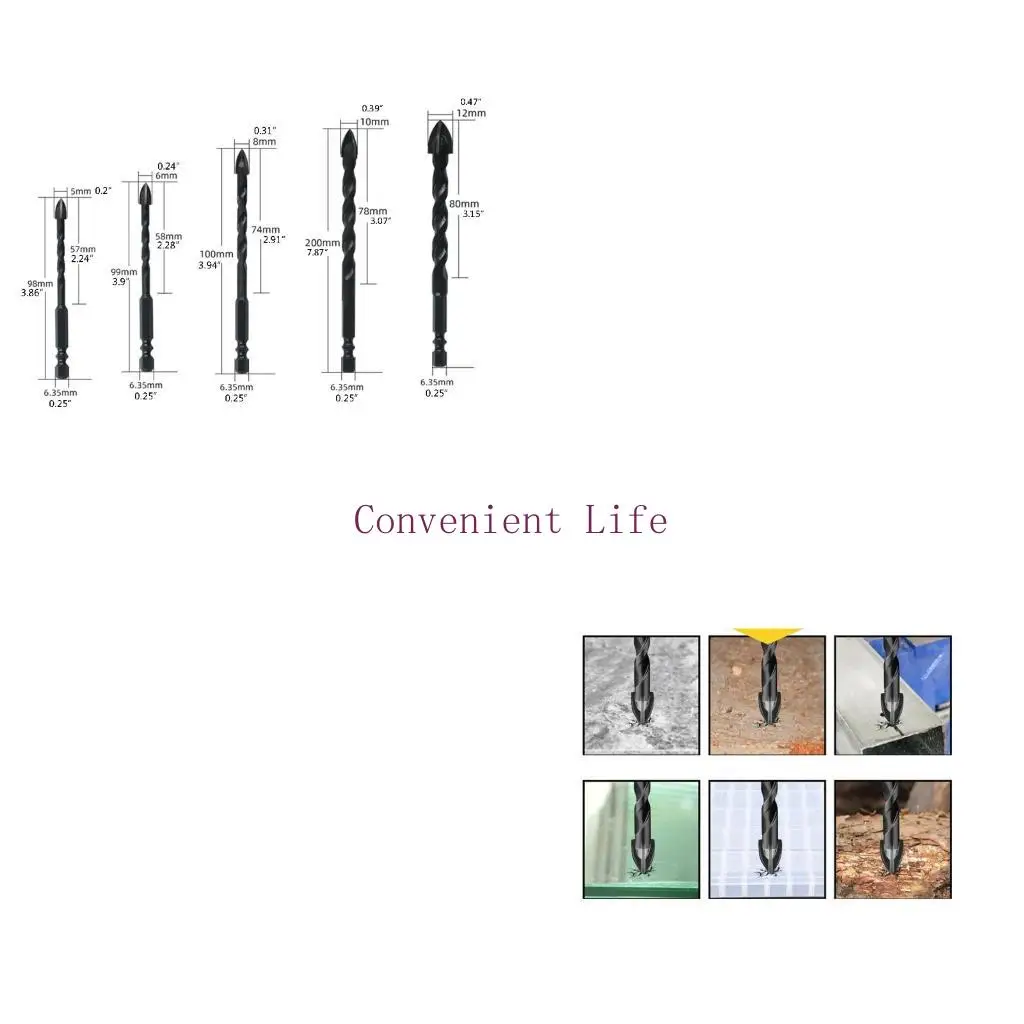 

L1EE 10 шт., набор шестигранных бит для плитки с распятием 5/6/8/10/12 мм для плитки, кирпича, цемента, бетона, стекла,